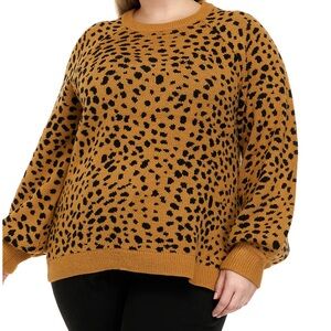 Crown & Ivy animal print jacquard crew neck sweater 2X NWT